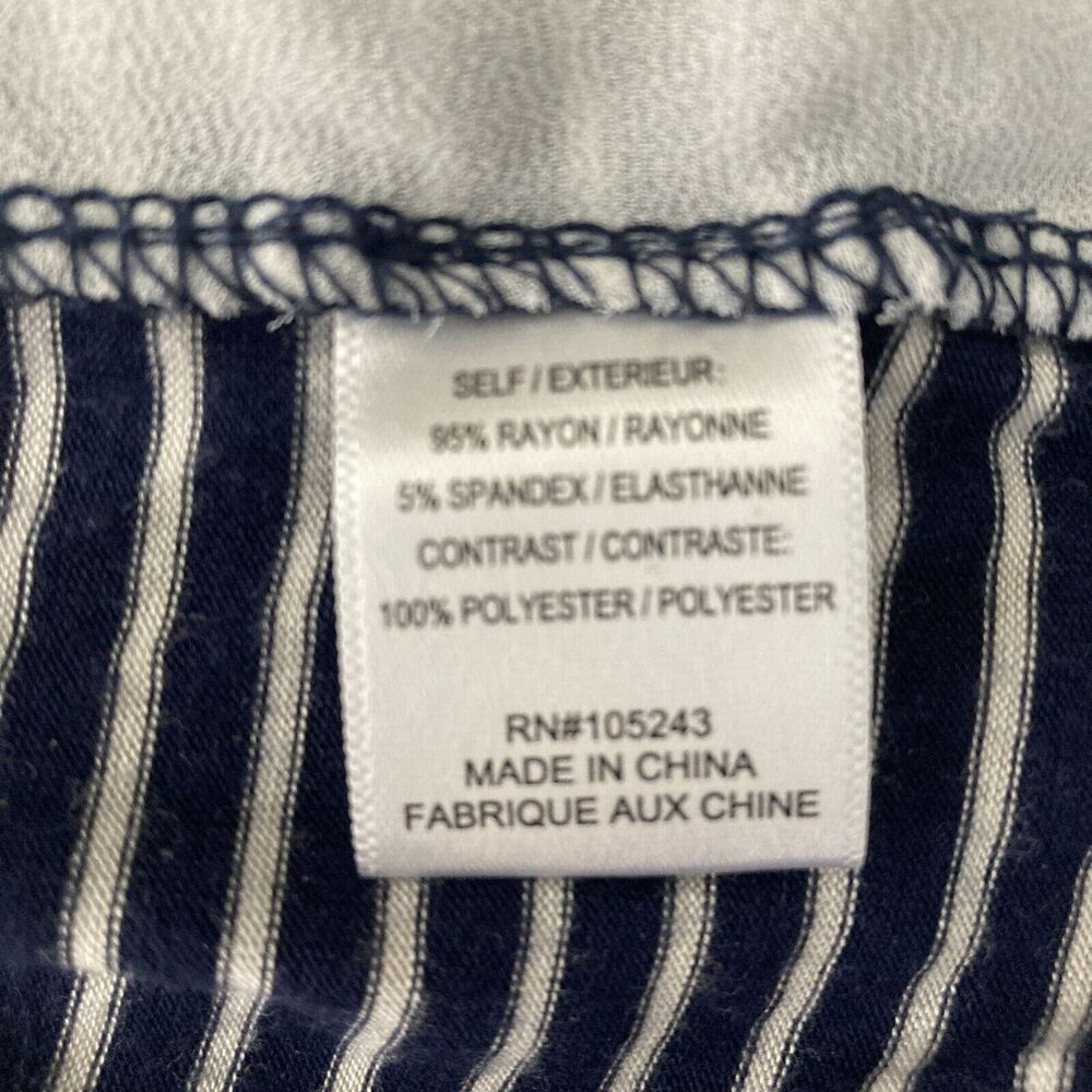 Bobeau Shirt Womens Large Black White Striped Side Lace Up Stretch - Picture 4 of 8